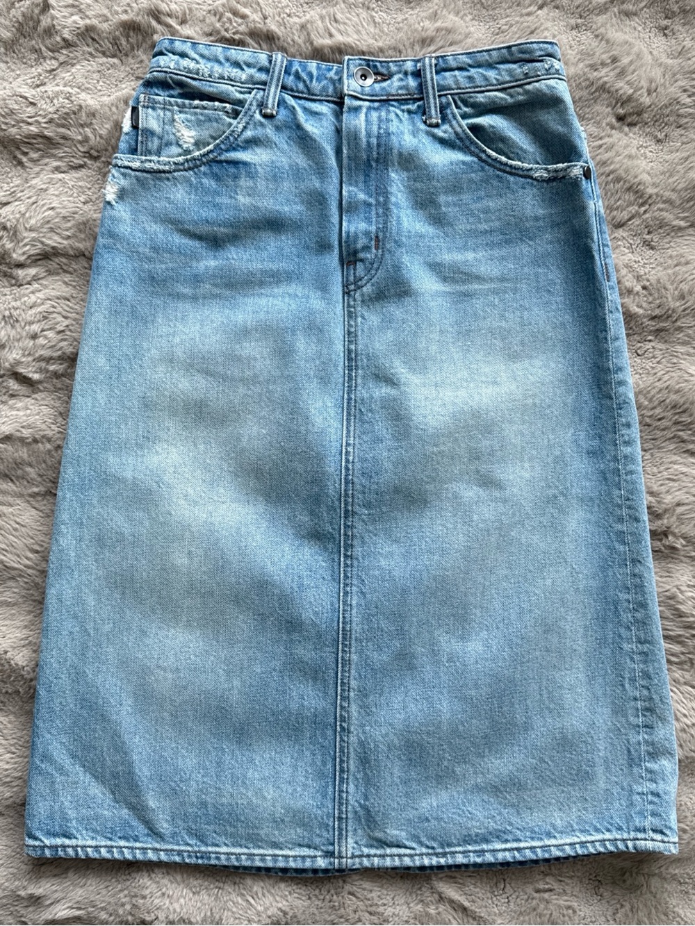 Helmut Lang Light Blue Denim Midi Skirt size 26